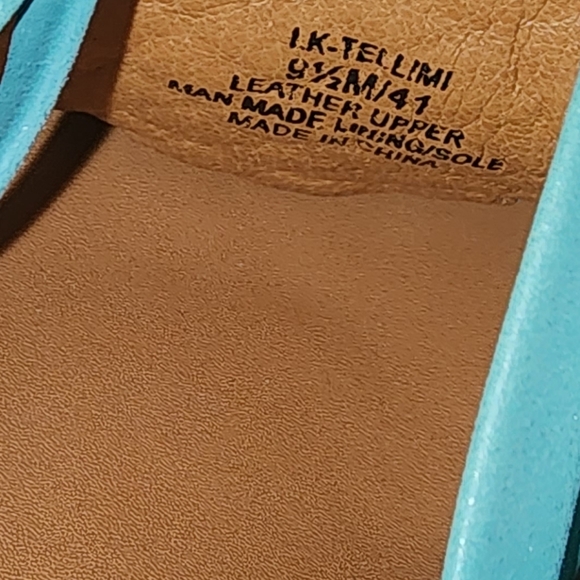 Lucky Brand Tellimi Platform Wedge Woven Leather Studded Sandals Blue - Picture 4 of 7